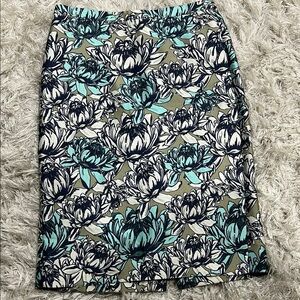 J.Crew Collection Navy and Aqua Floral Pencil Skirt NWT